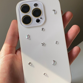 iPhone 16 Pro Beyaz Ay Yıldız Telefon Kılıfı 