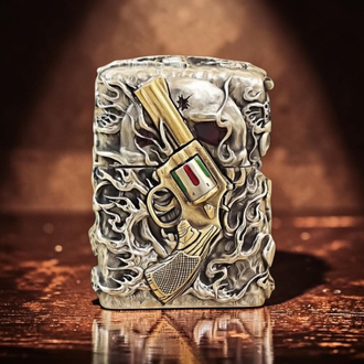 Zippo Skull Gun Silver 