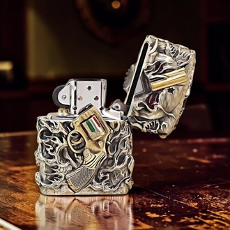 Zippo Skull Gun Silver 