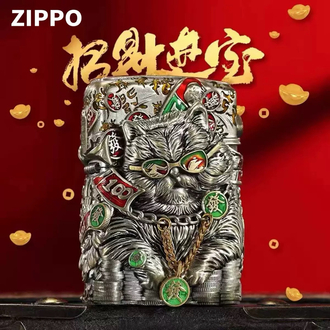 Zippo Lucky Cat Silver