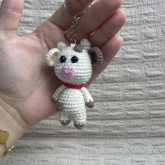 Amigurumi inek anahtarlık