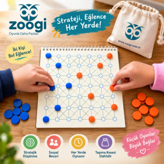 Zoogi Akıl ve Zeka Oyunları Kitabı – Üzerinde Oynanan 10+ Oyun, Oyun Taşları ve Kesesiyle
