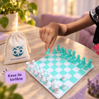 Zoogi Mini Satranç Takımı – Özel Tasarım Sevimli Taşlar, 18 × 18 cm