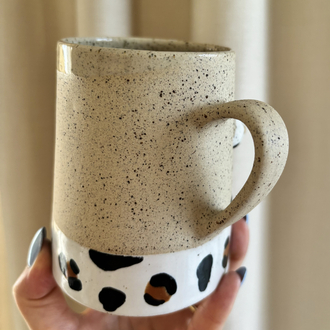 One of Her No.002 - FRECKLE 450 ml Stoneware Kupa (24K Altın Detaylı)