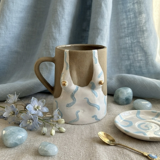 One of Her No.005 - BREEZE 450 ml Stoneware Kupa (24K Altın Detaylı)