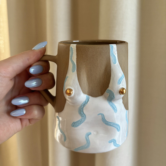 One of Her No.005 - BREEZE 450 ml Stoneware Kupa (24K Altın Detaylı)