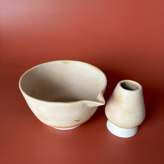 Momoka Stoneware Matcha Kase + Whisk Tutucu Set (500 Ml Hacimli)