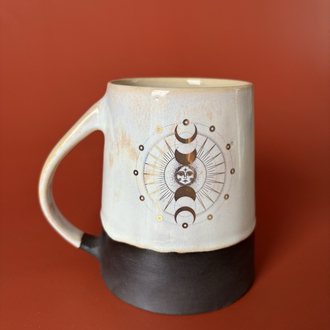 24K Altın Detaylı 450 ml Artistik Beyaz Stoneware Kupa