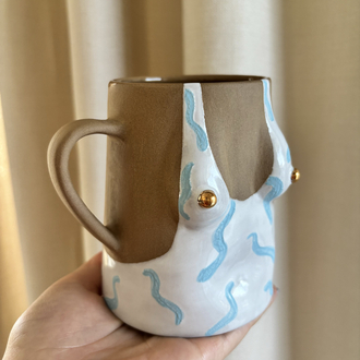One of Her No.005 - BREEZE 450 ml Stoneware Kupa (24K Altın Detaylı)