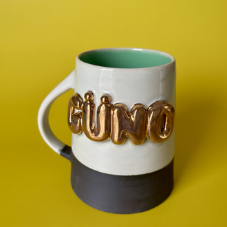 24K Altın GÜNO 450 ml Su Yeşili - Bahar Yeşili Stoneware Kupa