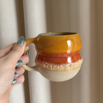 Shades of Orange 300 ml Somon Krater Detaylı Krem Stoneware Kupa