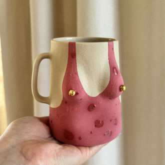 One Of Her No.001 - BLUSH 450 ml Stoneware Kupa (24K Altın Detaylı)