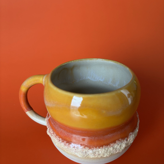 Shades of Orange 300 ml Somon Krater Detaylı Krem Stoneware Kupa