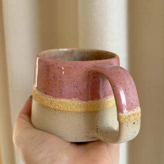Pink Cotton 190 ml Krem Stoneware Fincan (Krater Detaylı)