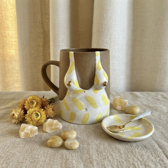 One of Her No.007 - SUNNY 450 ml Stoneware Kupa (24K Altın Detaylı)