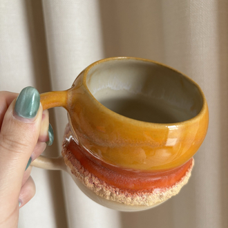 Shades of Orange 300 ml Somon Krater Detaylı Krem Stoneware Kupa