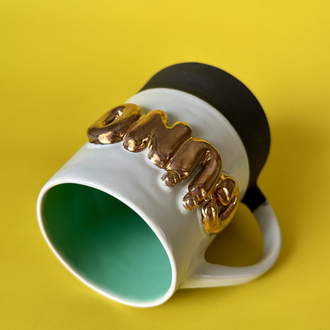 24K Altın GÜNO 450 ml Su Yeşili - Bahar Yeşili Stoneware Kupa