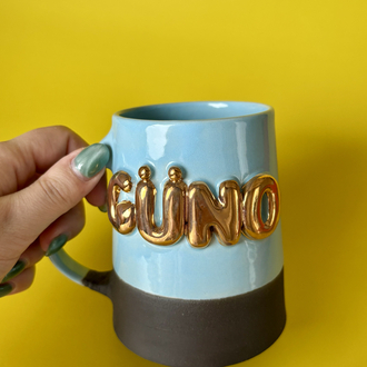 24K Altın GÜNO 450 ml Bebek Mavisi Stoneware Kupa