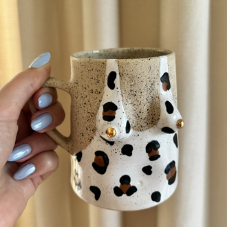 One of Her No.002 - FRECKLE 450 ml Stoneware Kupa (24K Altın Detaylı)