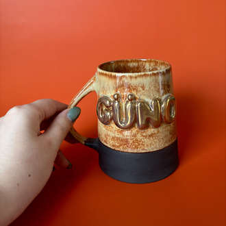 24K Altın GÜNO 450 ml Artistik Kahve Stoneware Kupa