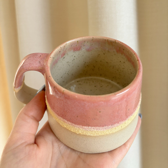 Pink Cotton 190 ml Krem Stoneware Fincan (Krater Detaylı)
