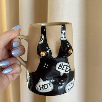 One of Her No.006 - REBEL 450 ml Stoneware Kupa (24K Altın Detaylı)