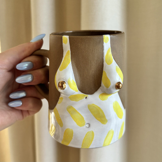 One of Her No.007 - SUNNY 450 ml Stoneware Kupa (24K Altın Detaylı)
