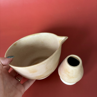 Momoka Stoneware Matcha Kase + Whisk Tutucu Set (500 Ml Hacimli)