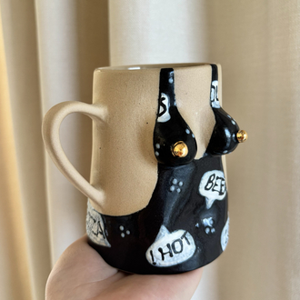 One of Her No.006 - REBEL 450 ml Stoneware Kupa (24K Altın Detaylı)
