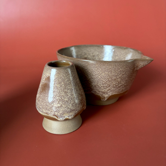 Konomi Stoneware Matcha Kase + Whisk Tutucu Set (500 Ml Hacimli)