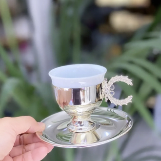 Pirinç Gümüş Kaplamalı Kahve Fincanı
