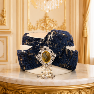 Şehzade Royal Turban Hat – Traditional Prince Headpiece with Jewel Detail