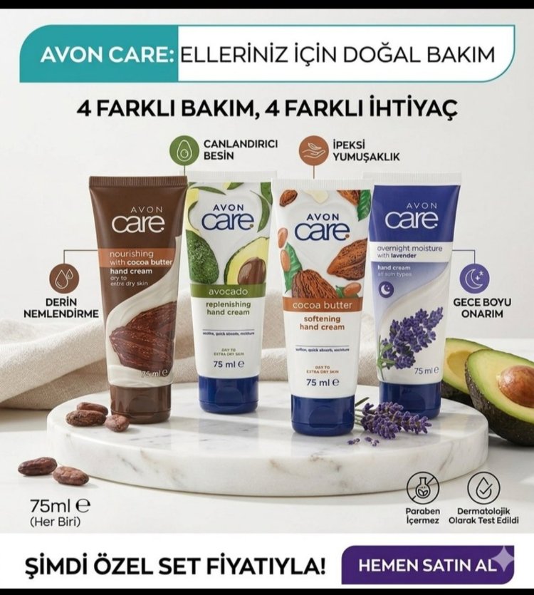 Avon Care el kremi seti, 75 ml’lik dört farklı