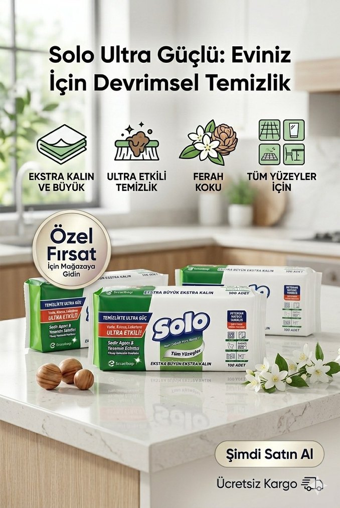 Solo Ultra Güçlü yüzey temizleme havlusu 100 lü 3 PAKET