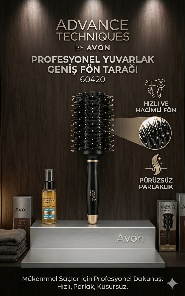 AVON Siyah Yuvarlak FÖN Saç Fırçası