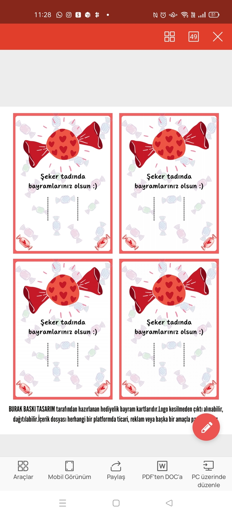 Bayram tebrik kartları 