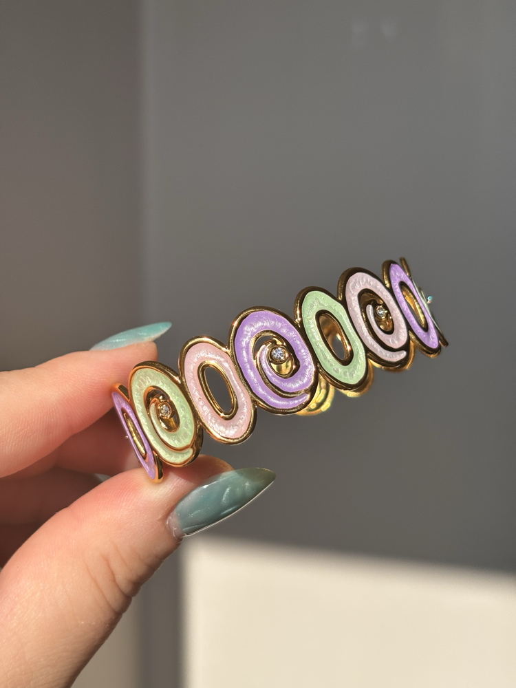 Soft Renkli Oval Desen Çelik Bilezik