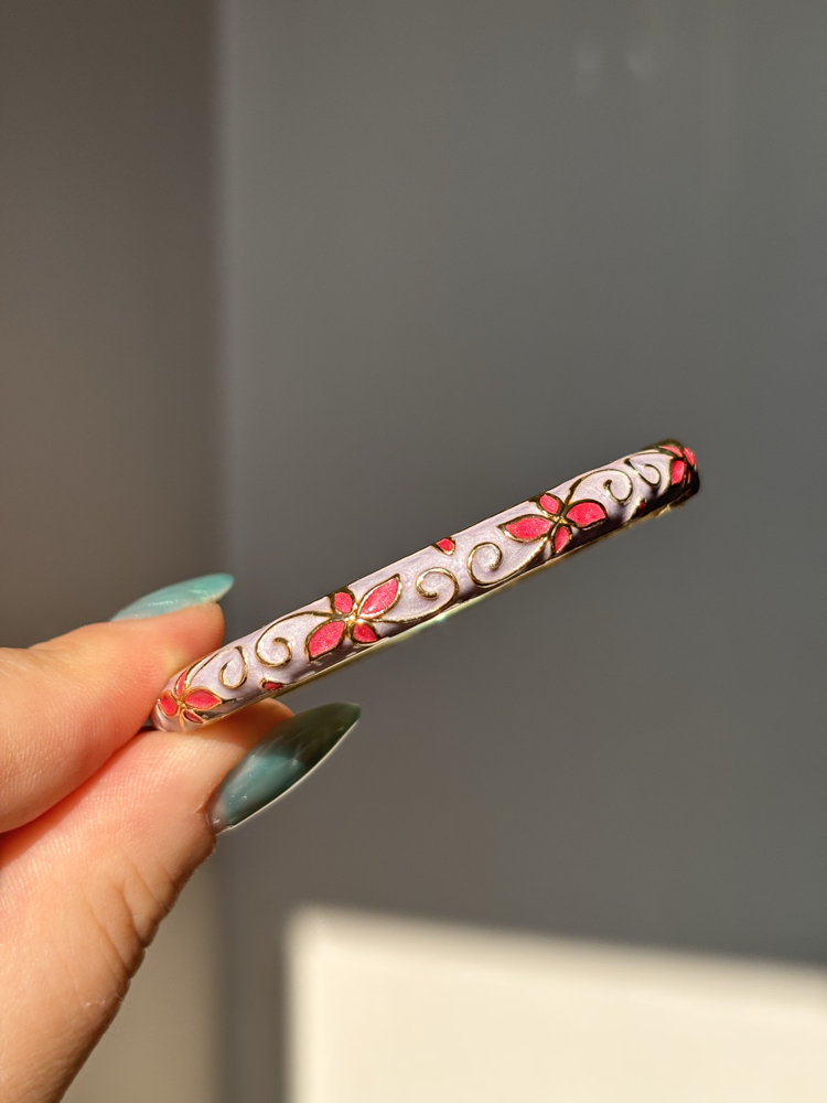 pembe floral desen mineli bilezik