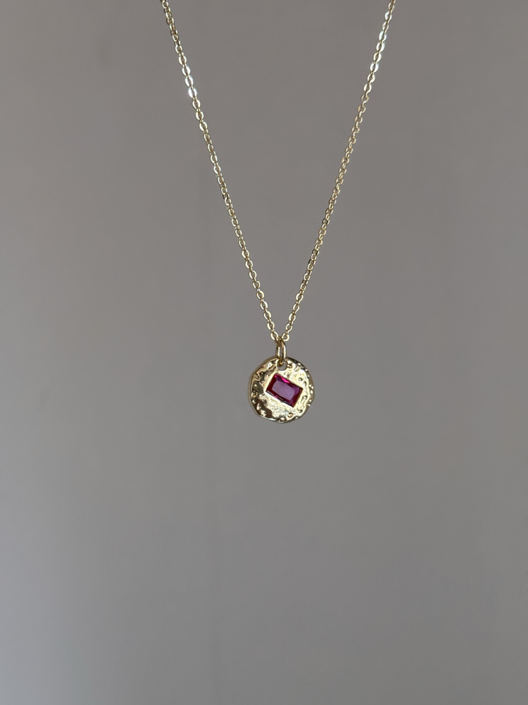 Bordo zirkon taşlı kolye