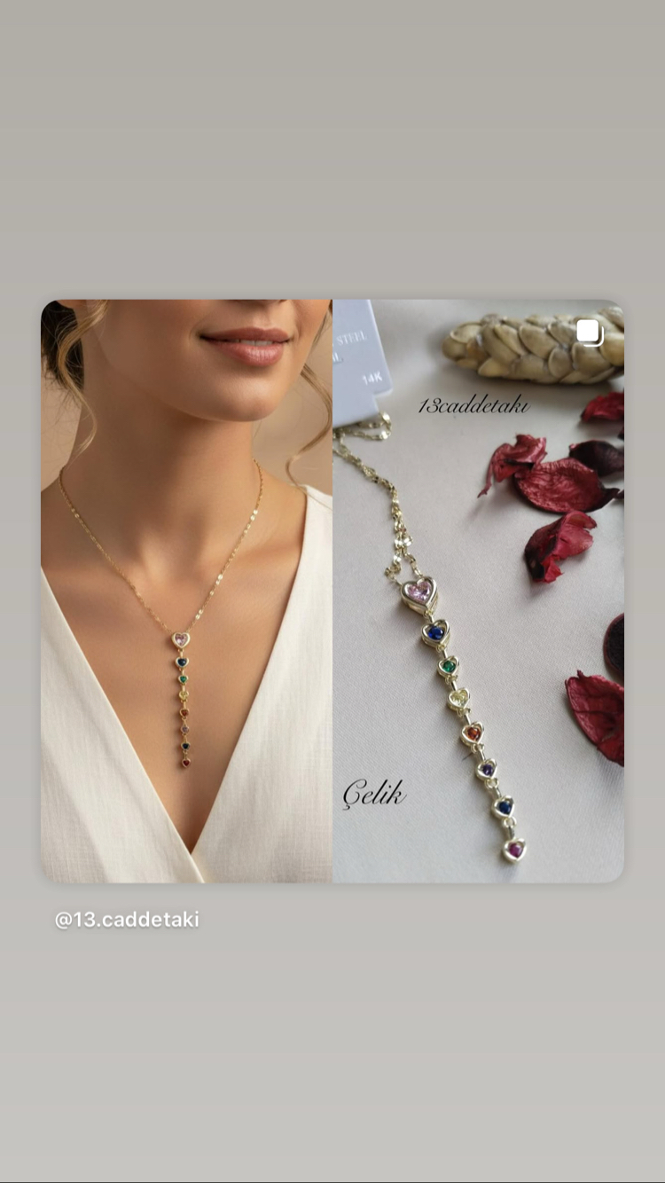 ÇELİK RENKLİ KALPLİ MODEL U KOLYE
