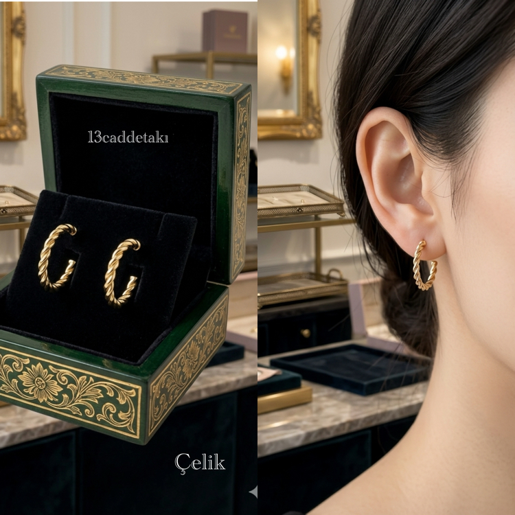 ÇELİK BURGULU YARIM HALKA MODEL KÜPE
