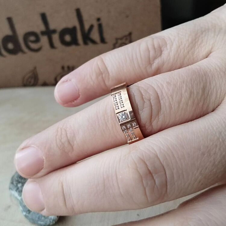 ÇELİK ZİRKON TAŞLI ROSE RENK YÜZÜK