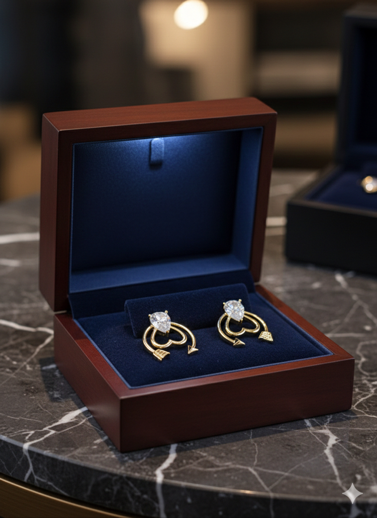 ÇELİK XUPİNG 14K TAŞLI AY MODEL KÜPE