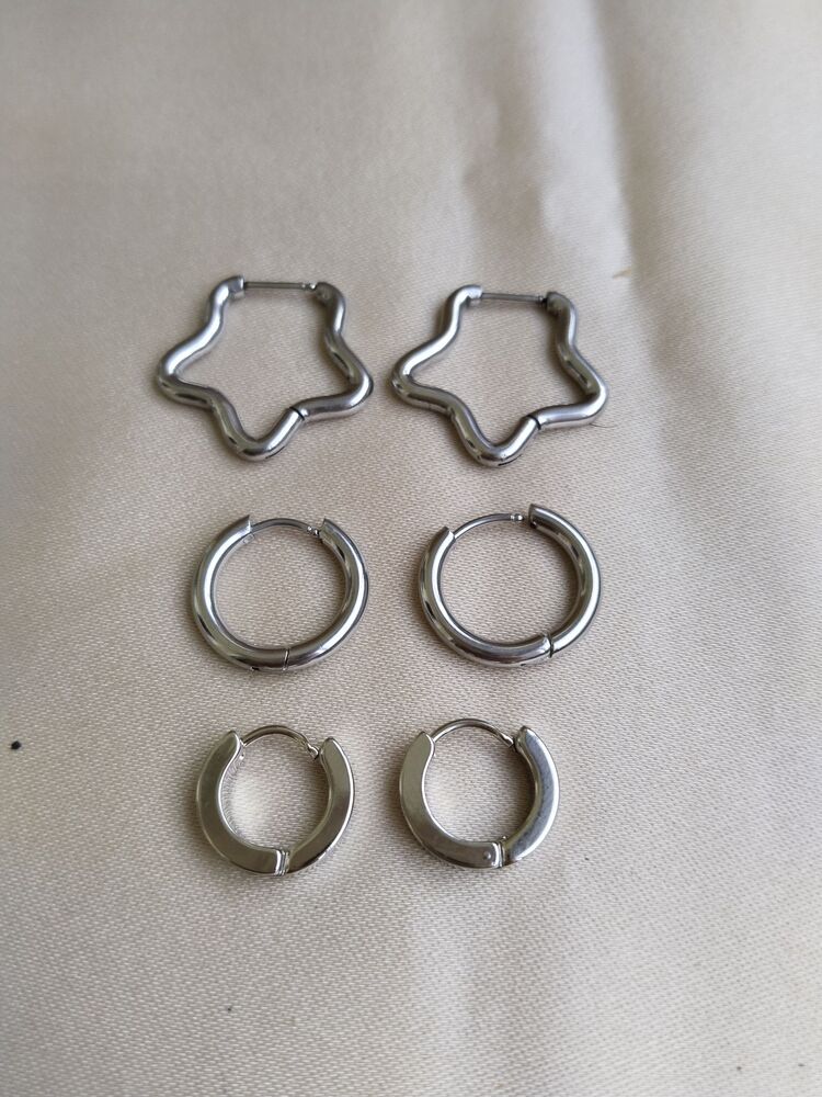 ÇELİK ÇOKLU MODEL SİLVER KÜPE SETİ