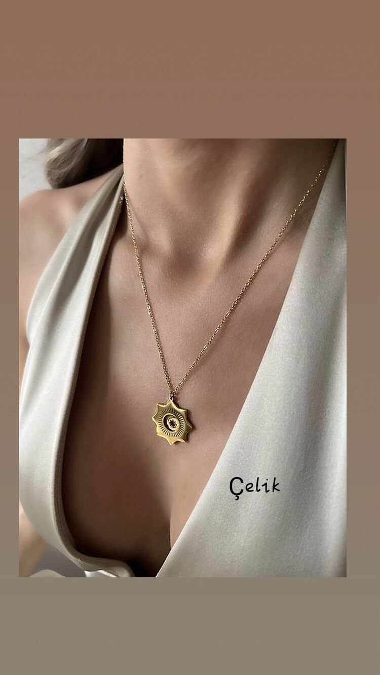 ÇELİK AY YILDIZLI MODEL KOLYE 