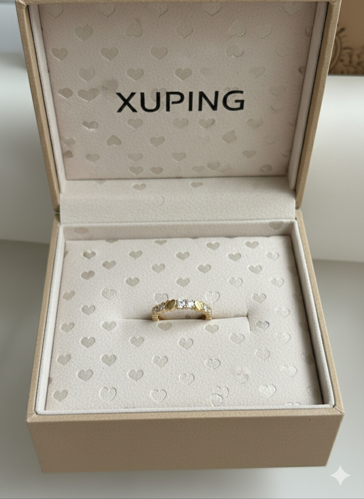 XUPİNG 14K TAŞLI VE KALPLİ MODEL YÜZÜK