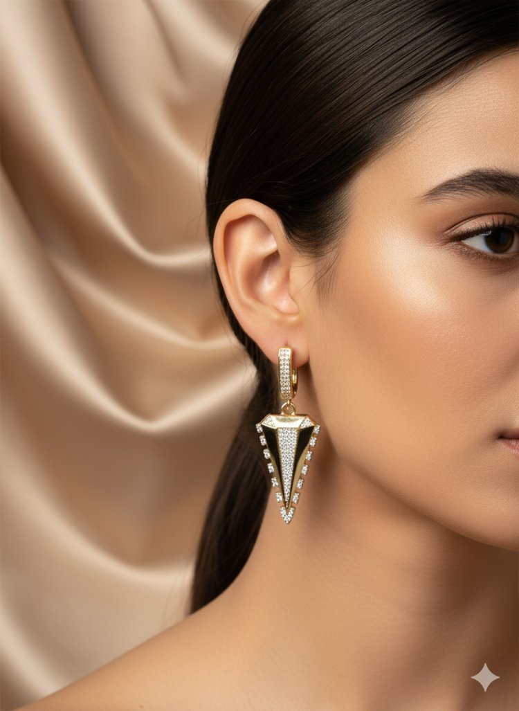 ÇELİK ZİRKON TAŞLI PİRAMİT MODEL KÜPE