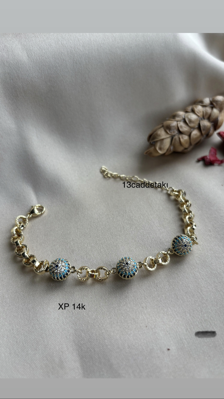 XUPİNG 14K NAZARLI MODEL BİLEKLİK