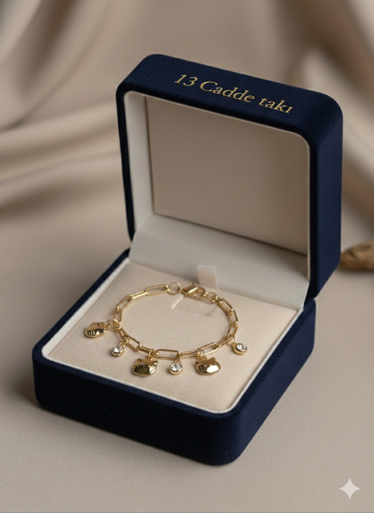 VİP SERİ 14K KEDİ FİGÜRLÜ BİLEKLİK