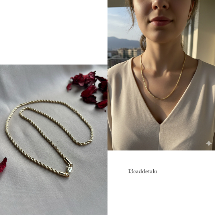 VİP SERİ 14K BURGU MODEL KOLYE 45 cm
